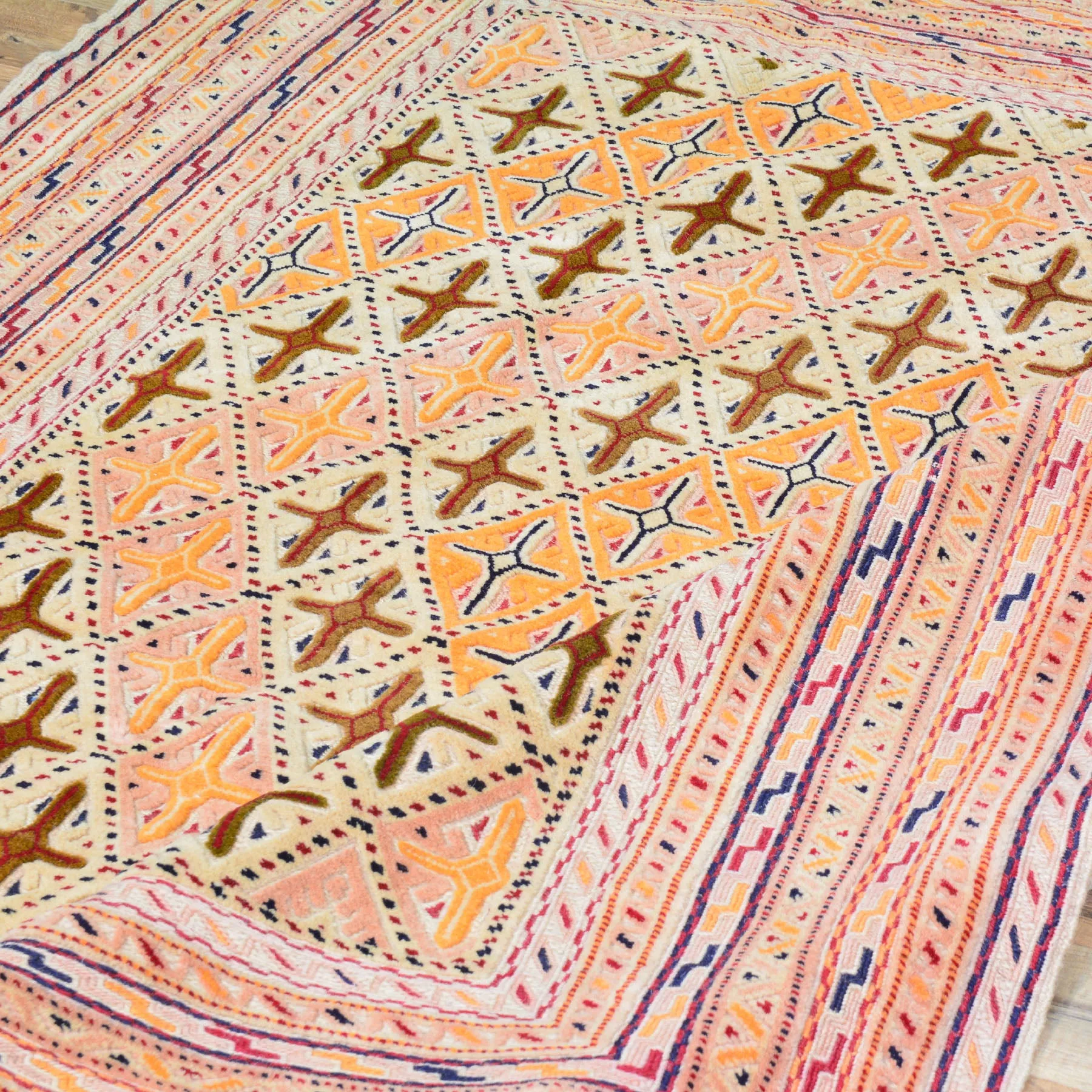 Afghan Tribal Mashwani Handmade Geometric Design Wool Rug (Size 5.1 X 5.10) Cwral-8577