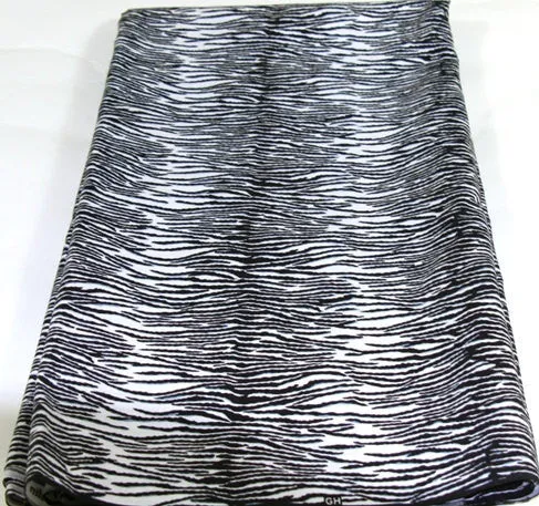 African Zebra Print Fabric 6 Yards Black and White