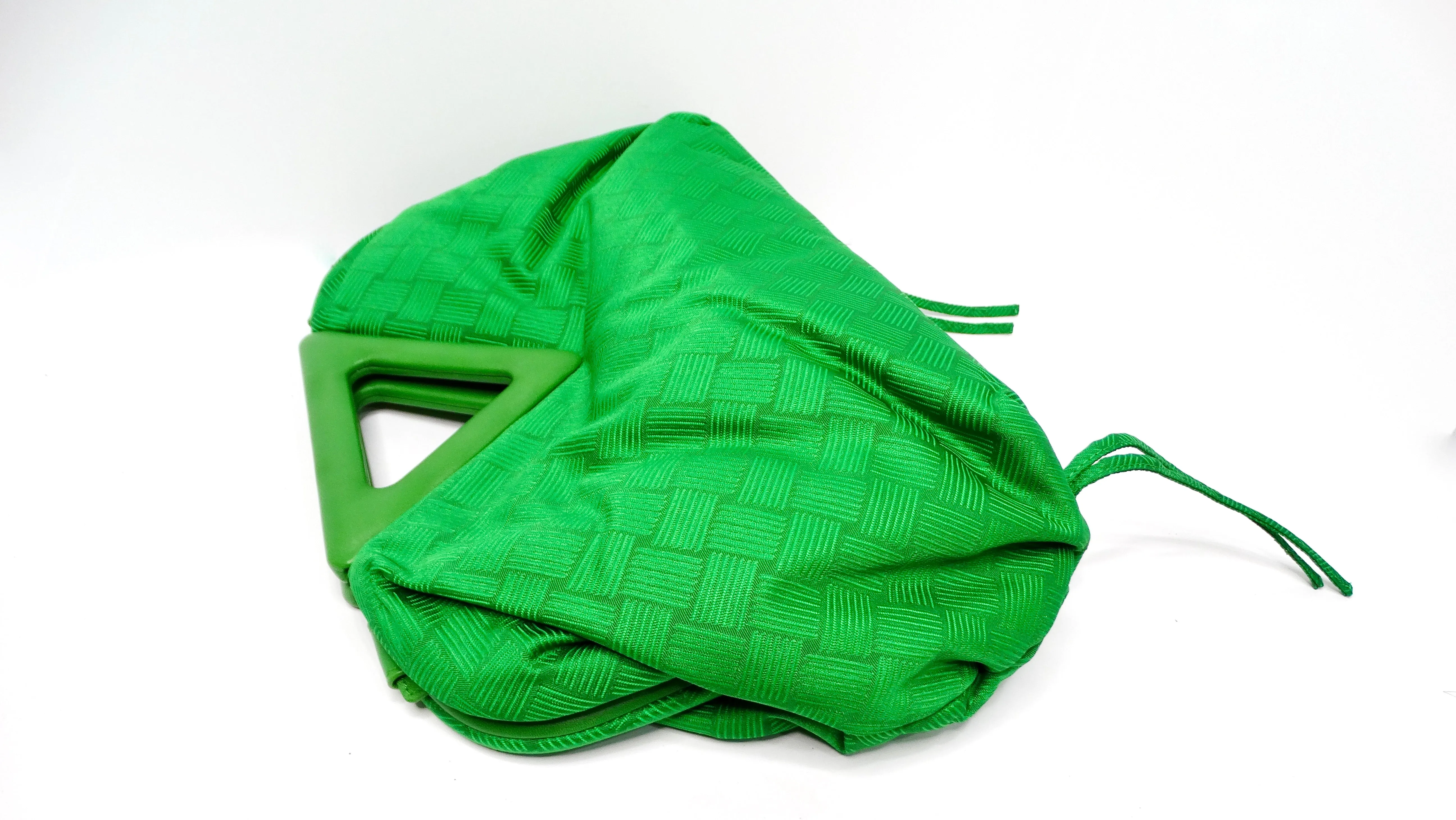 Bottega Veneta The Point Green Nylon Jacquard Triangle Bag
