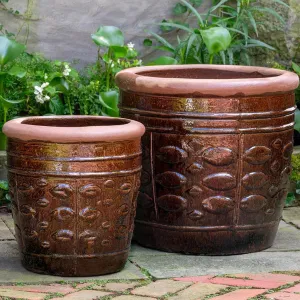 Campania Rustic Leaf Pots Set of 2