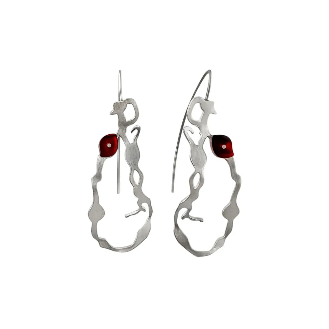 Chandelier Seaweed Earrings in Brushed Silver
