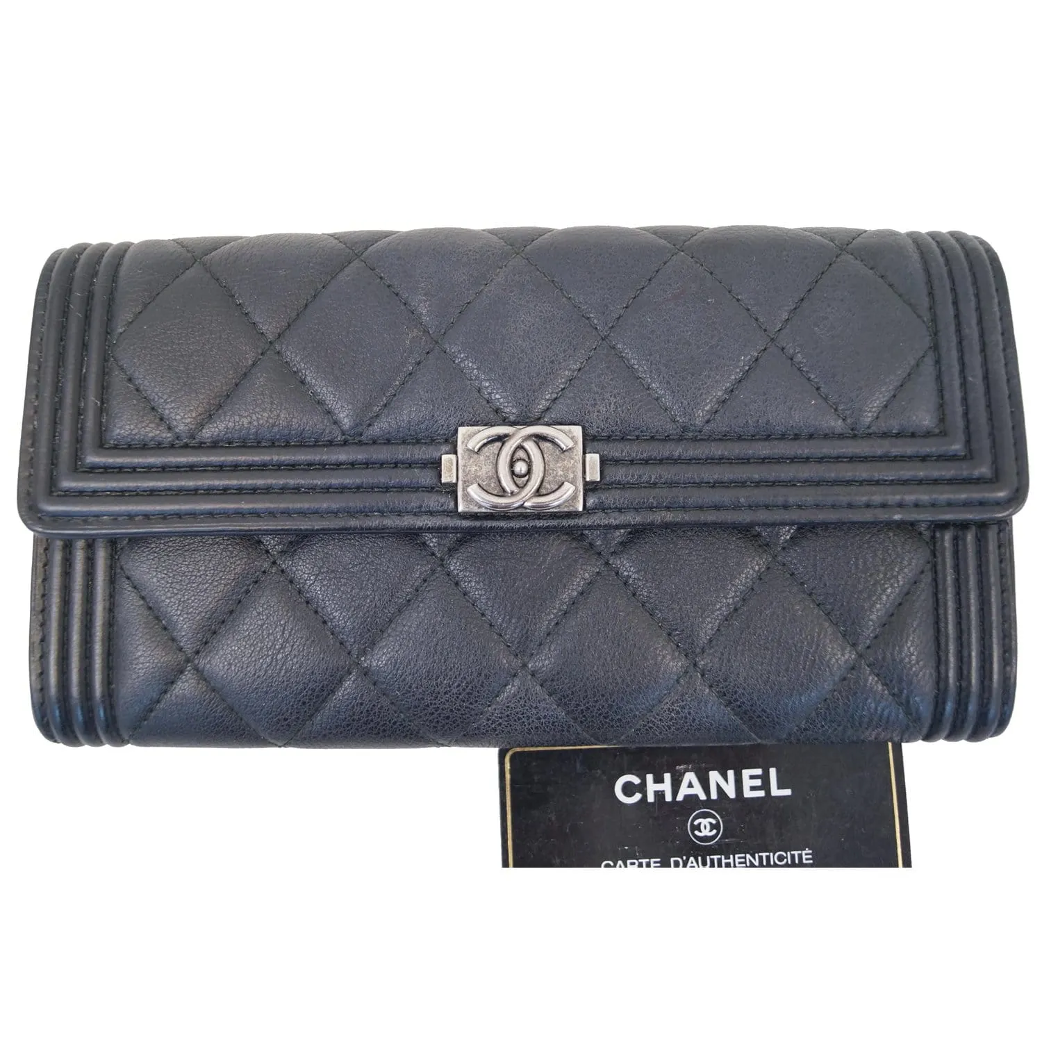CHANEL Boy Large Flap Lambskin Leather Wallet Black - 15% OFF