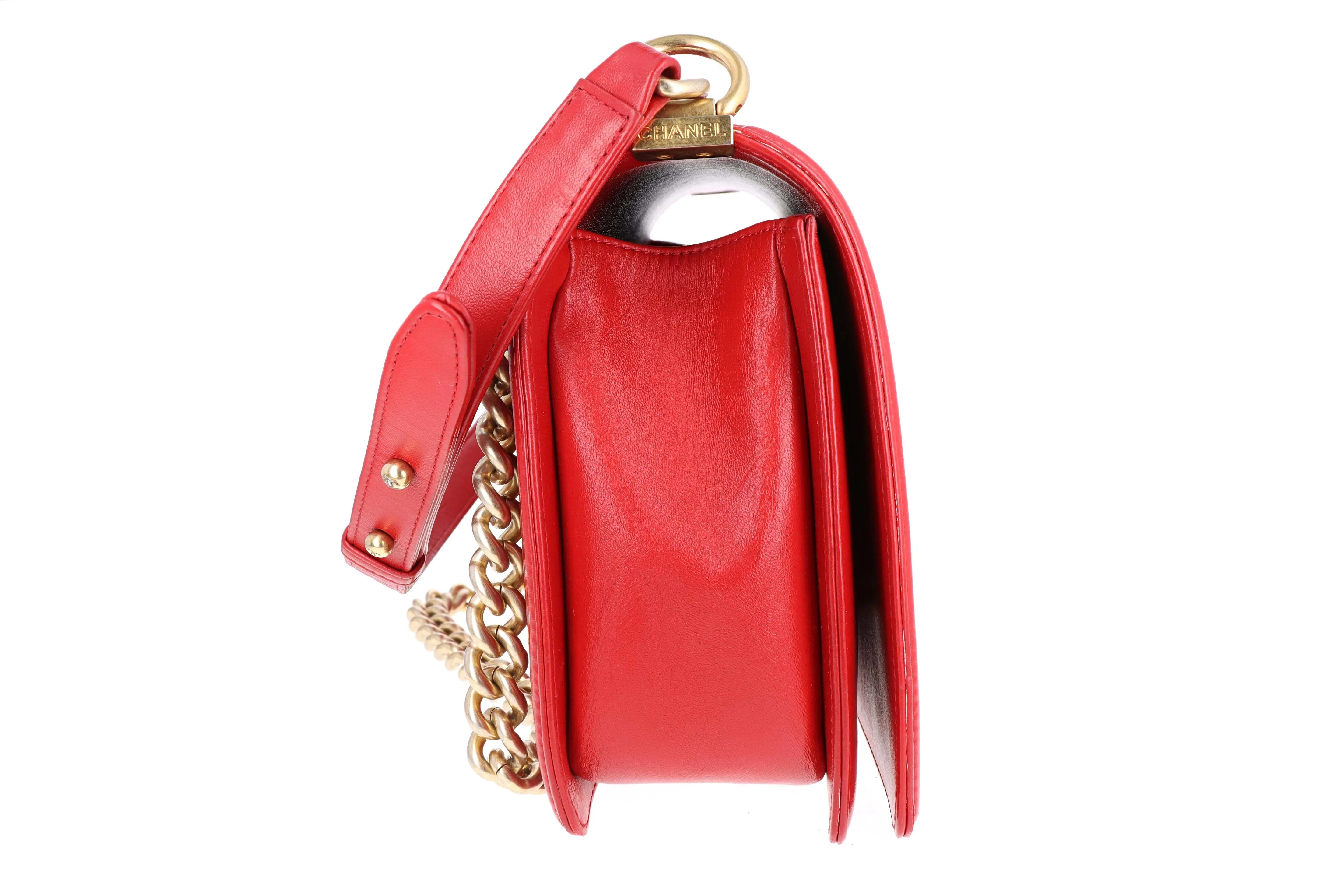 Chanel New Medium Boy Bag Red Lambskin