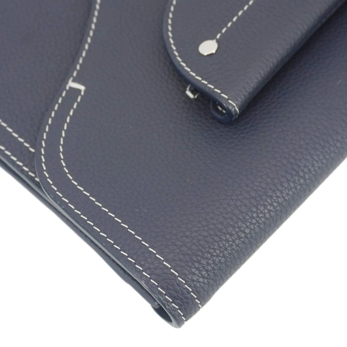 CHRISTIAN DIOR Saddle Leather Wristlet Navy Blue.