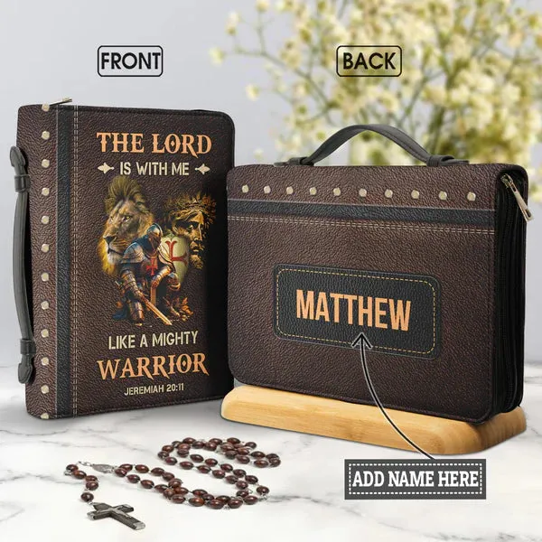 Christianart Bible Cover, The Lord Is With Me Like A Mighty Warrior Jeremiah 20 11, Personalized Gifts for Pastor, Gifts For Women, Gifts For Men.