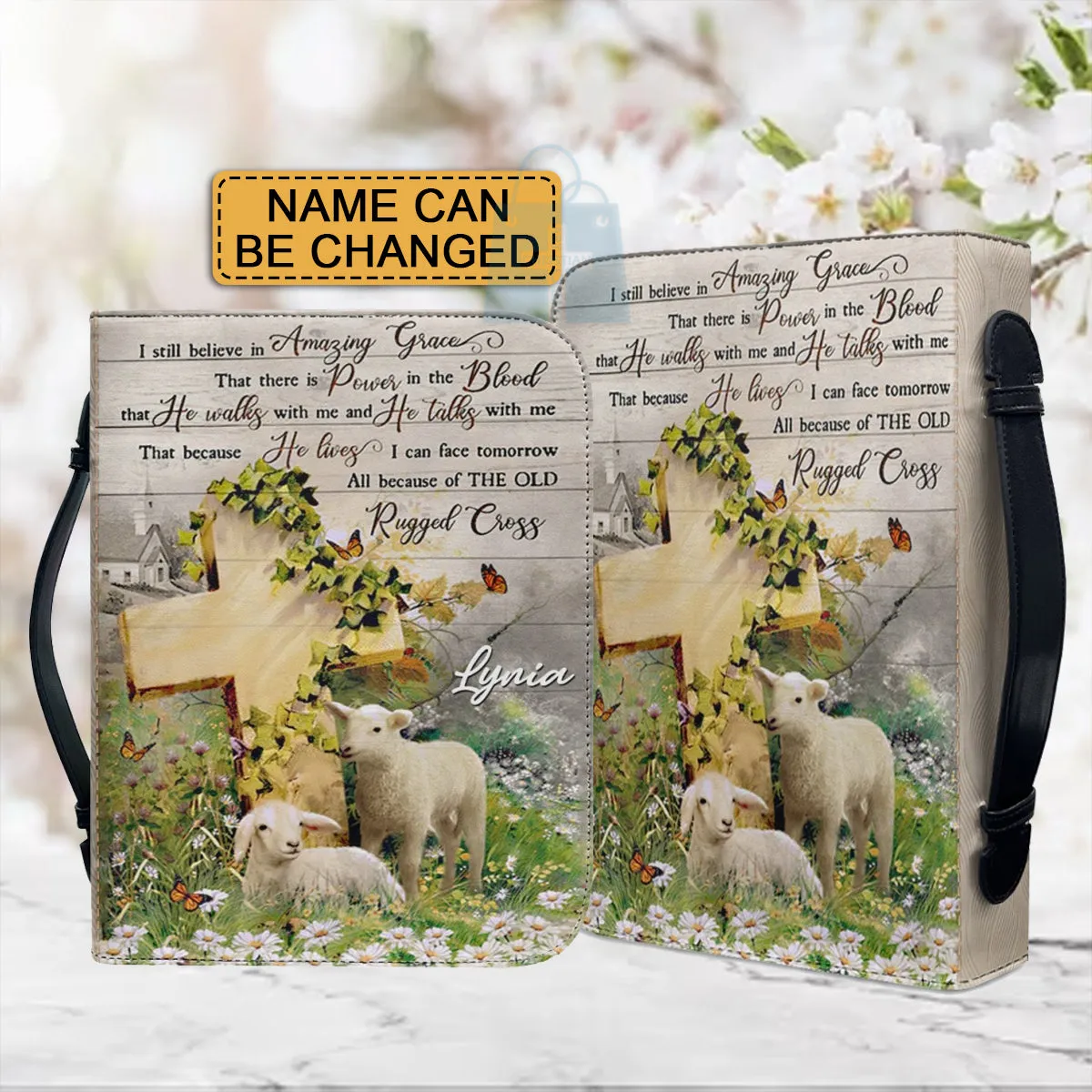 Christianartbag Bible Cover, Amazing Grace Bible Cover, Personalized Bible Cover, Cross Sheep Bible Cover, Christian Gifts, CAB16210224.