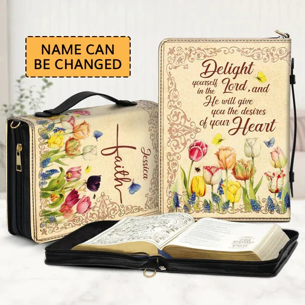 Christianartbag Bible Cover - Delight Yourself In The Lord - Personalized Bible Cover - Bible Cover For Women - CABBBCV01020823.