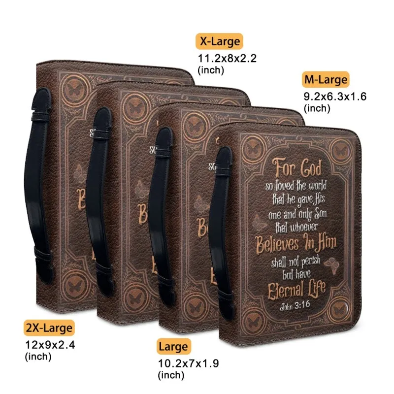 Christianartbag Bible Cover, For God So Loved John 3 16 Butterfly Leather Style Bible Cover, Personalized Bible Cover, Warrior Women Bible Cover, Christian Gifts, CAB01020124..