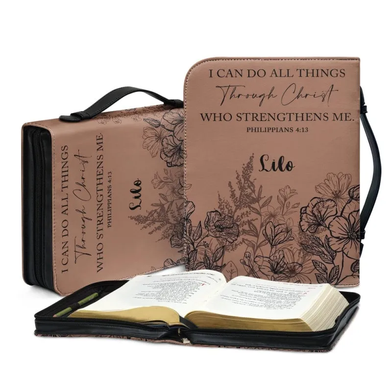 Christianartbag Bible Cover, I Can Do All Things Through Christ Philippians 4:13 Her Bible Cover, Personalized Bible Cover, Flower Bible Cover, Christian Gifts, CAB06201123.