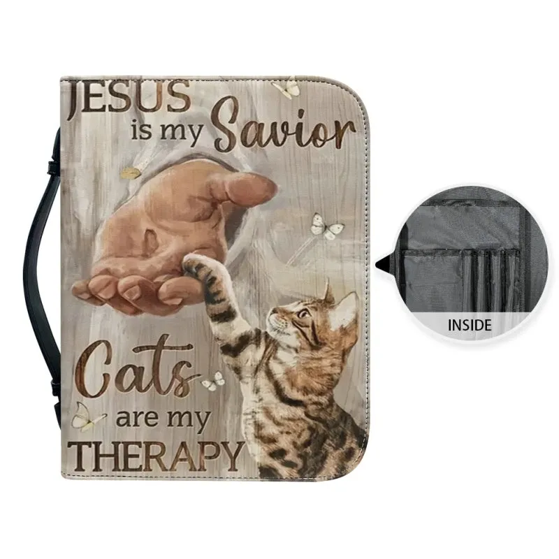 Christianartbag Bible Cover, Jesus Is My Savior Cats Are My Therapy  Bible Cover, Personalized Bible Cover, Bible Cover Christ and Cats, Christian Gifts, CAB07151023.