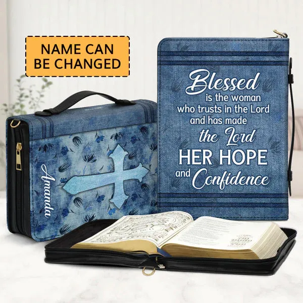 Christianartbag Bible Cover - The Lord Her Hope And Confidence Cross Bible Cover - Personalized Bible Cover - Gifts For Women - Christmas Gift - CABBBCV06030823.