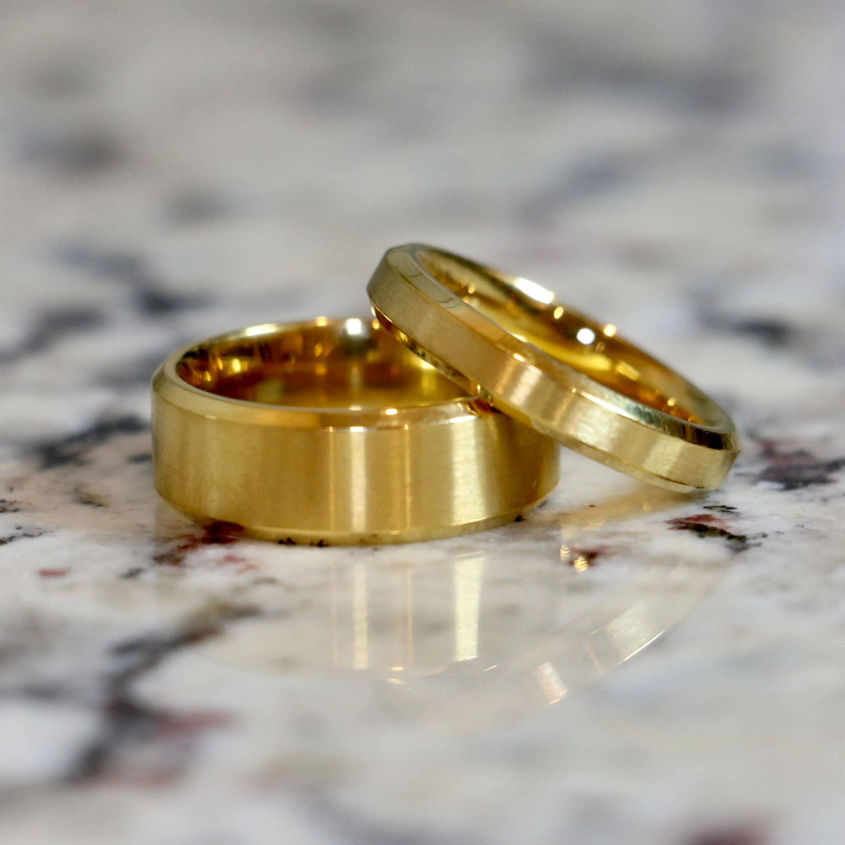 Couples Traditional Stainless Gold Wedding Ring Set