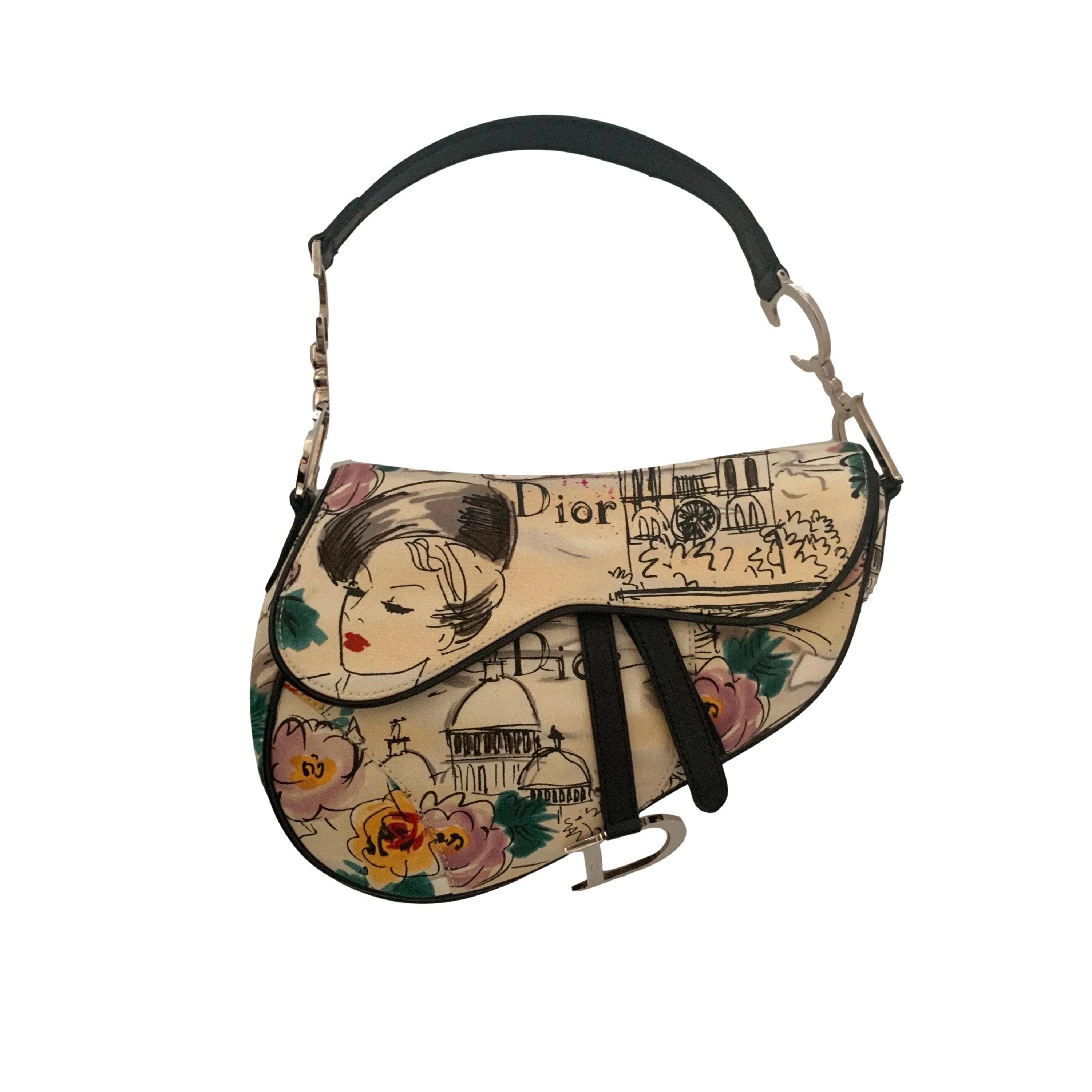 Dior Watercolor Print Saddle Bag