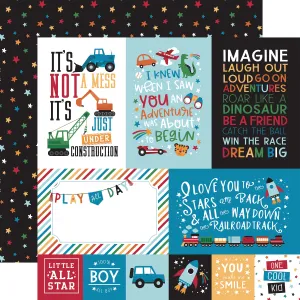 Echo Park - Play All Day Boy - 12x12 Single Sheet / 4x6 Journaling Cards