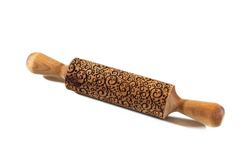 Engraved Embossing Rolling Pin Magical Swirls Pattern, Christmas Gift