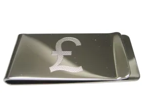 Etched Sleek British Pound Sterling Currency Sign Money Clip