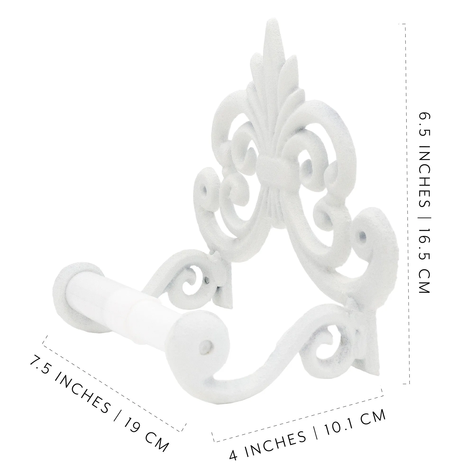 Farmhouse Cast Iron Toilet Paper Holder (Powder Coated White, Case of 8)