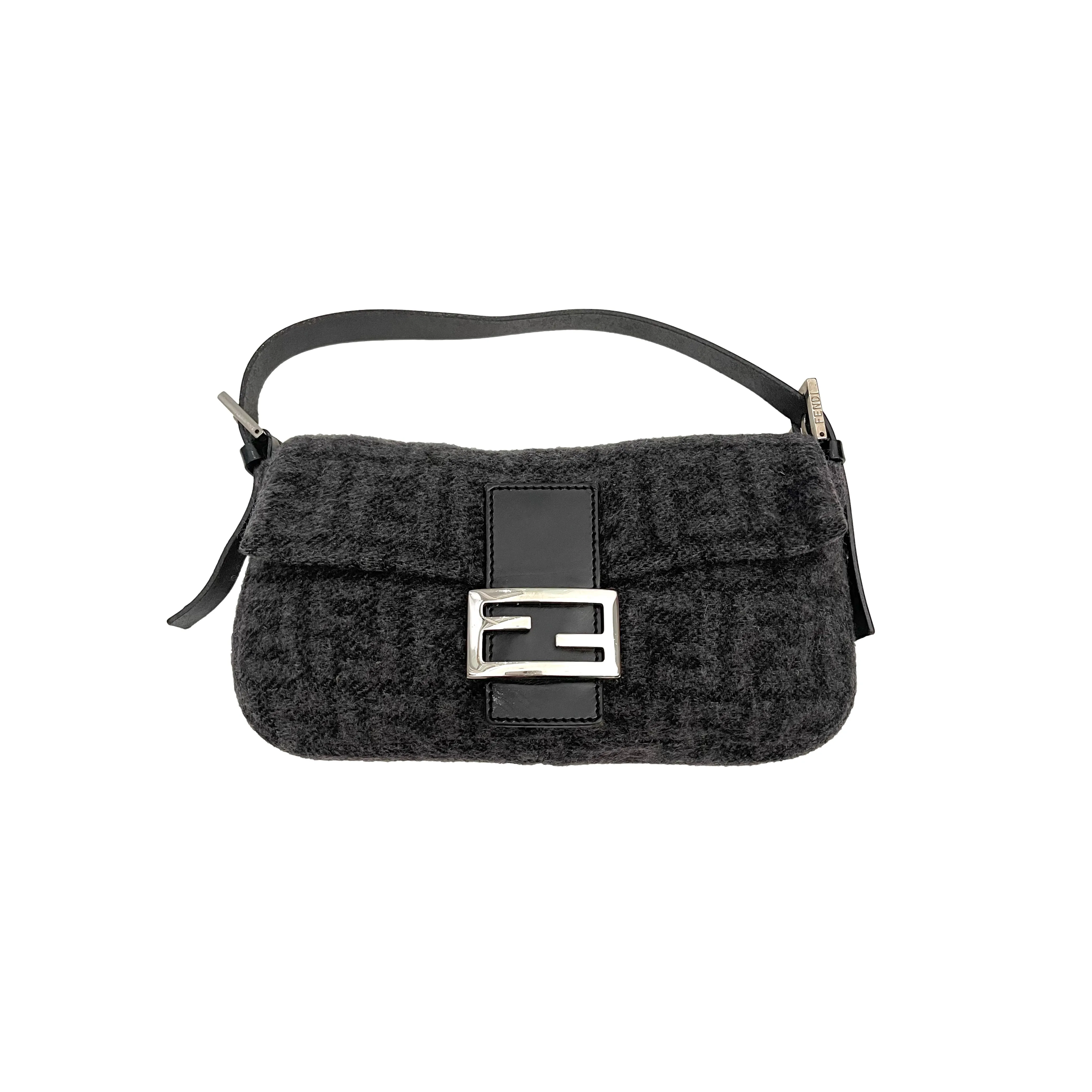Fendi Grey Wool Baguette Bag