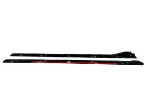 Gloss Black Universal Side Skirt With Red Trim