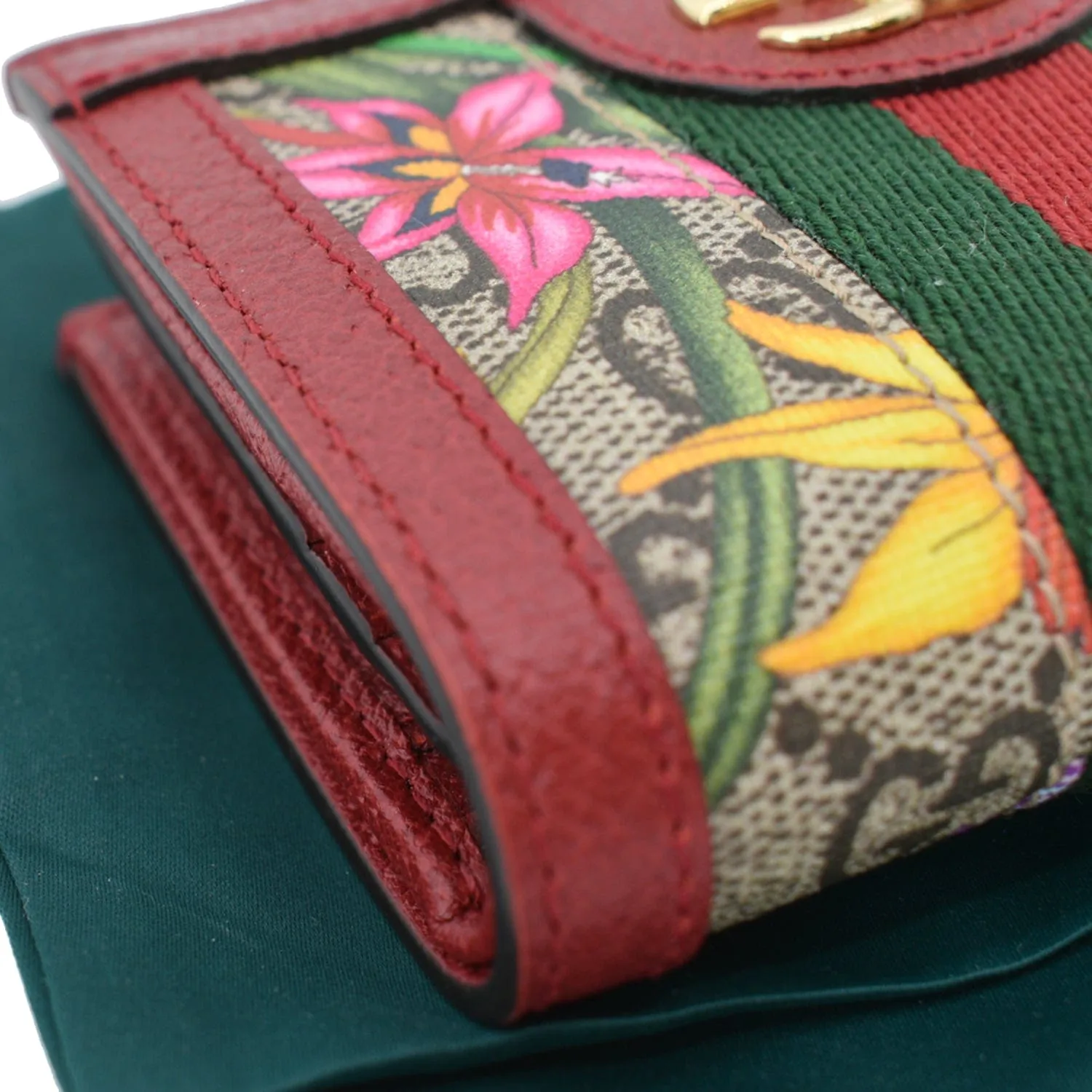 GUCCI Ophidia Flora GG Supreme Canvas Card Case Wallet Red 523155 - 10% Off