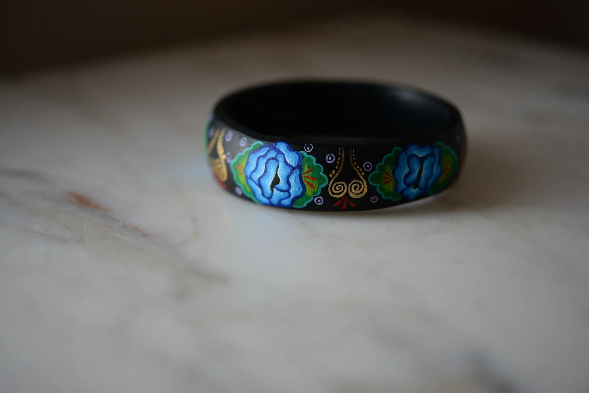 Handmade Painted Bangle Bracelet - Mexican Folk Art