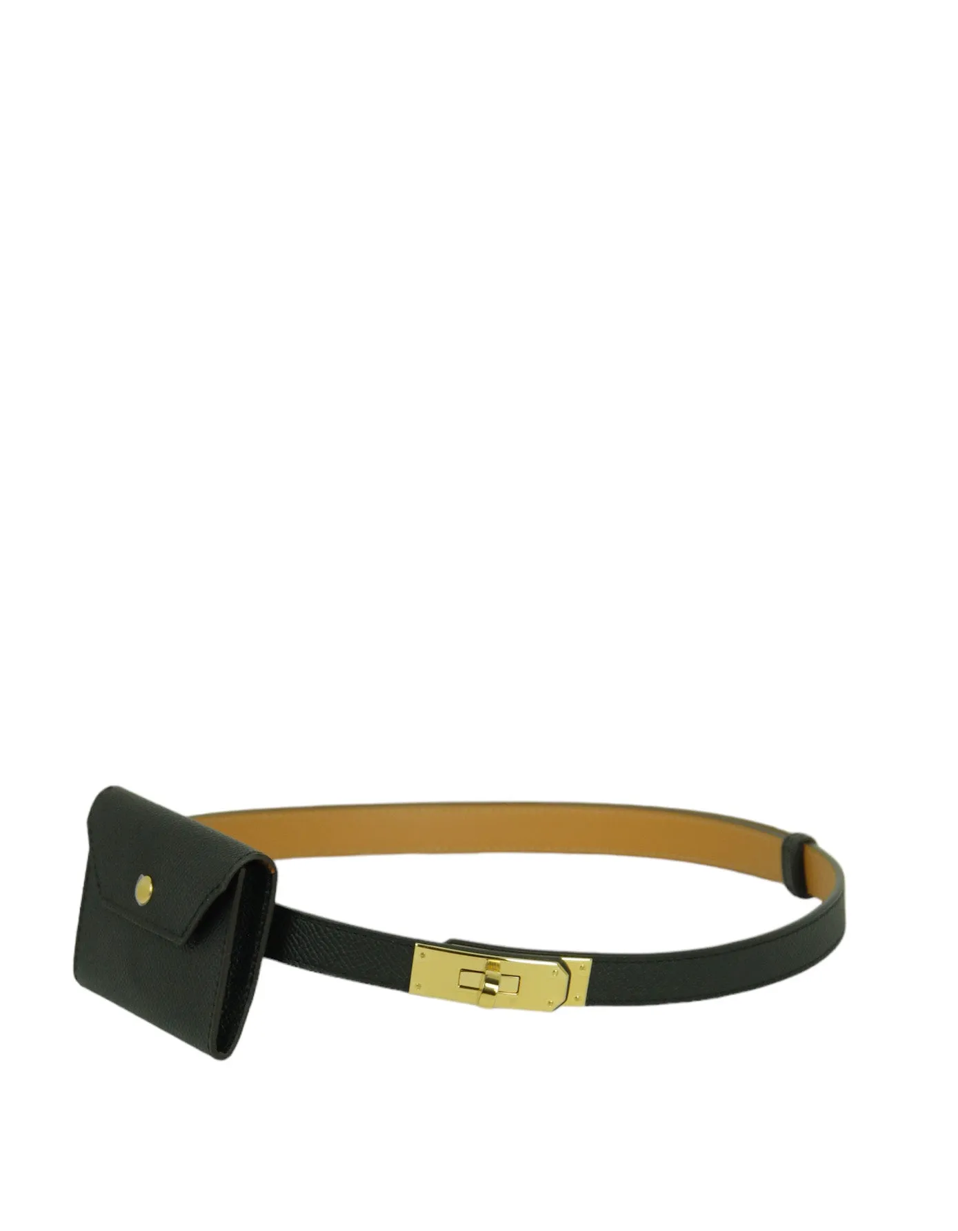 Hermes Black/Gold Epsom Leather Kelly Pocket Belt/Pouch