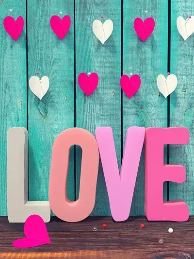 Kate Heart Love Green Wall Photography Backdrops for Valentine'S Day