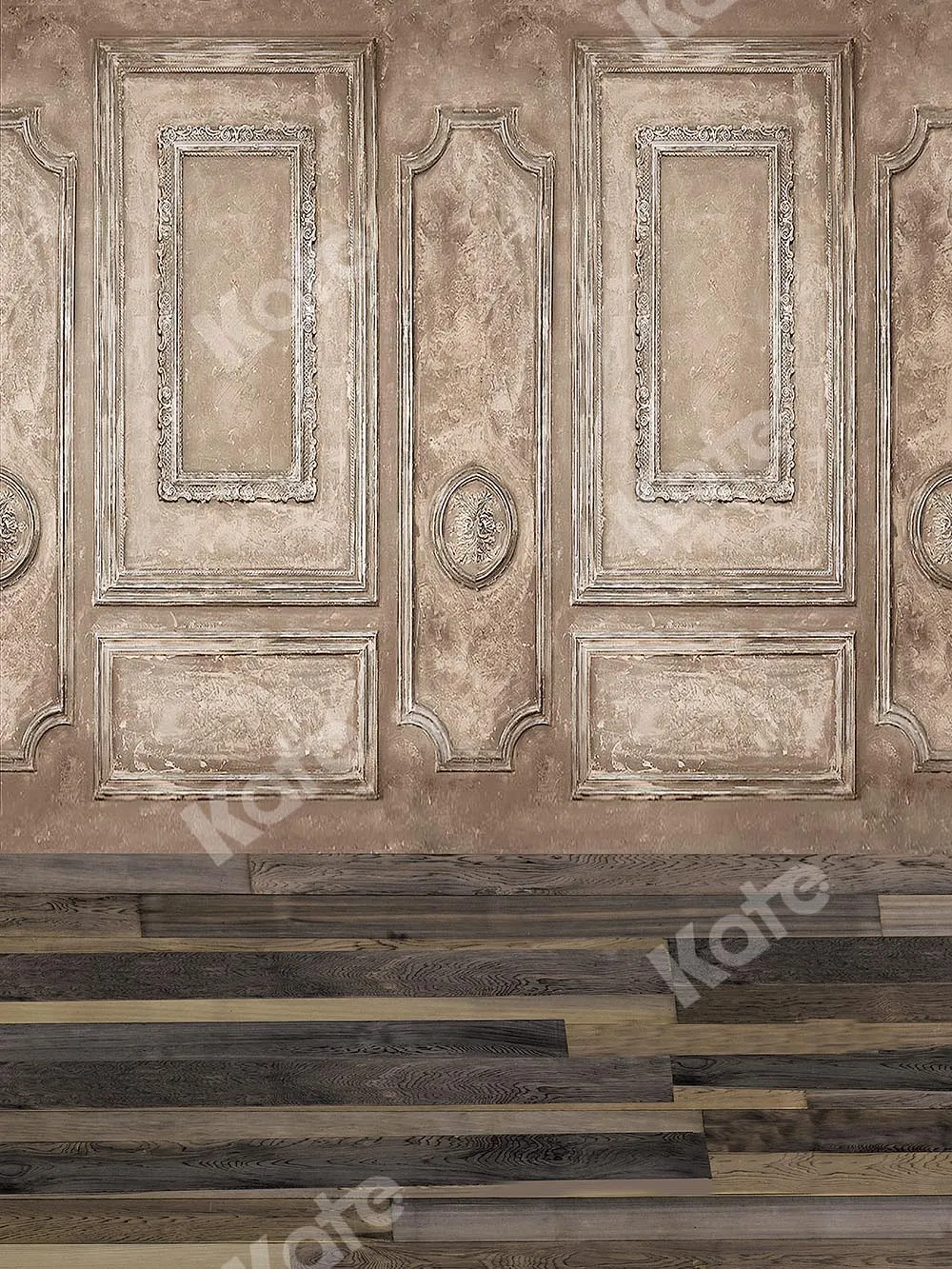 Kate Retro Wall with Wood Floor Backdrop Designed by Chain Photography