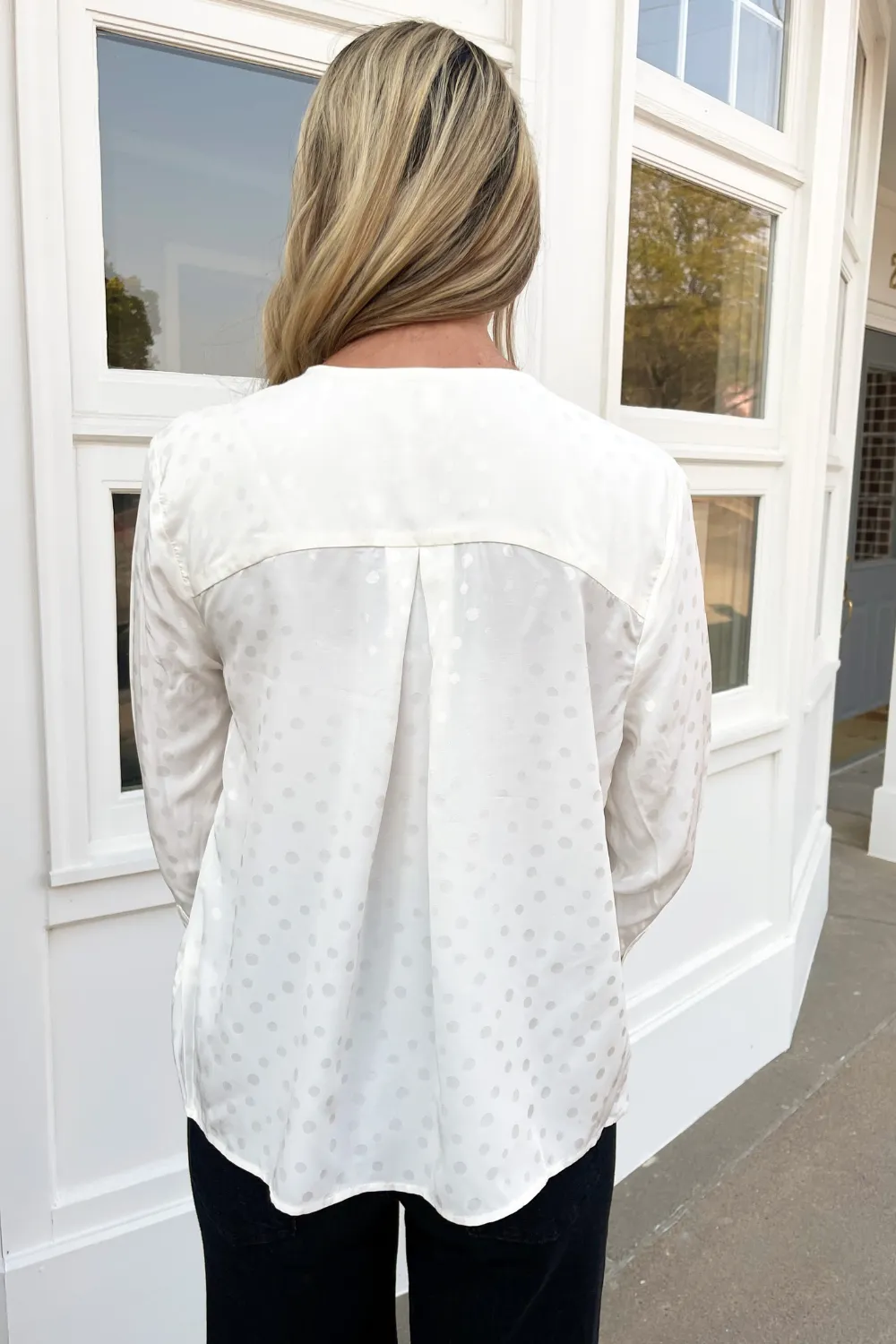 Long Sleeve Popover Woven Blouse