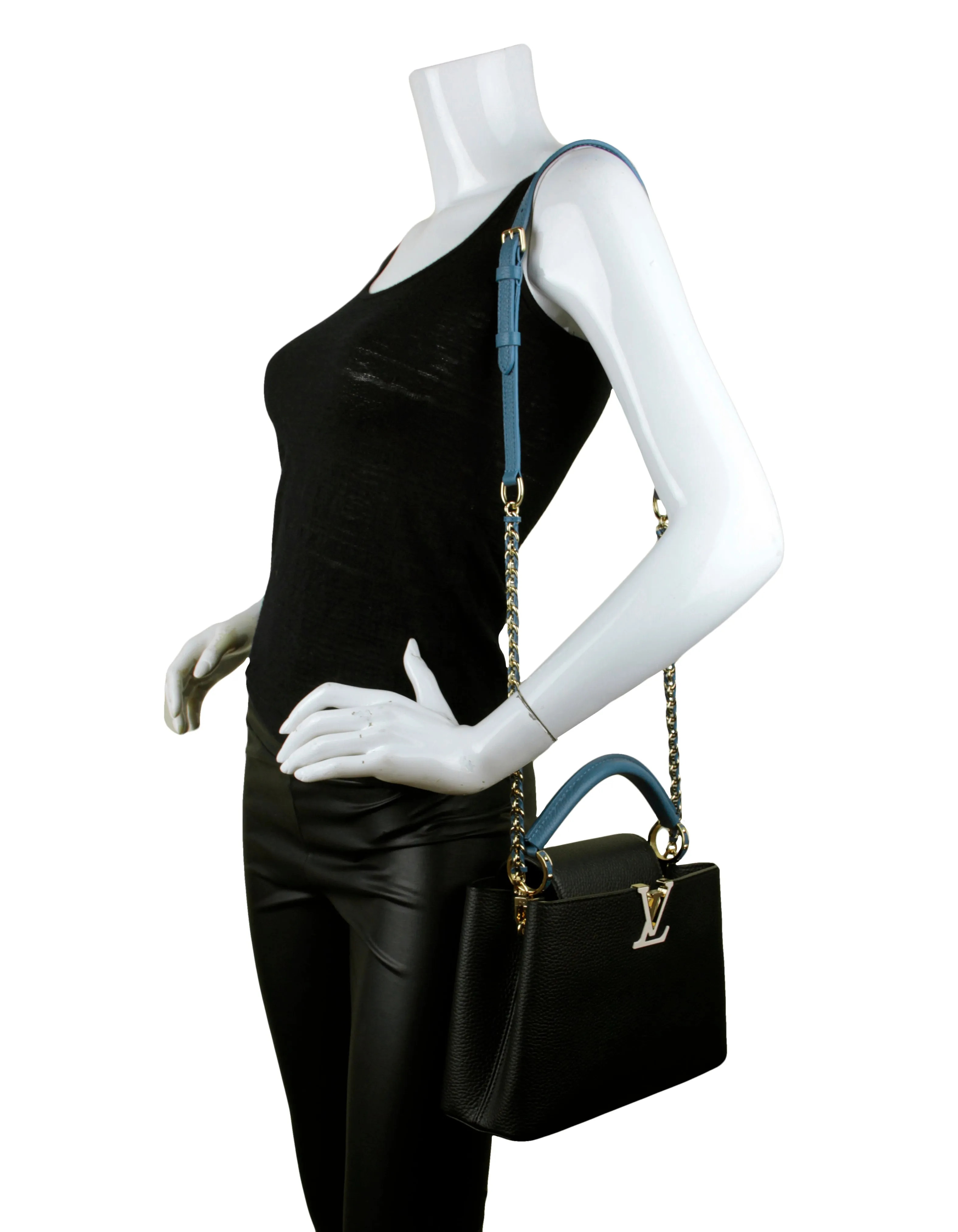 Louis Vuitton Black/ General Blue Capucines BB Crossbody Bag