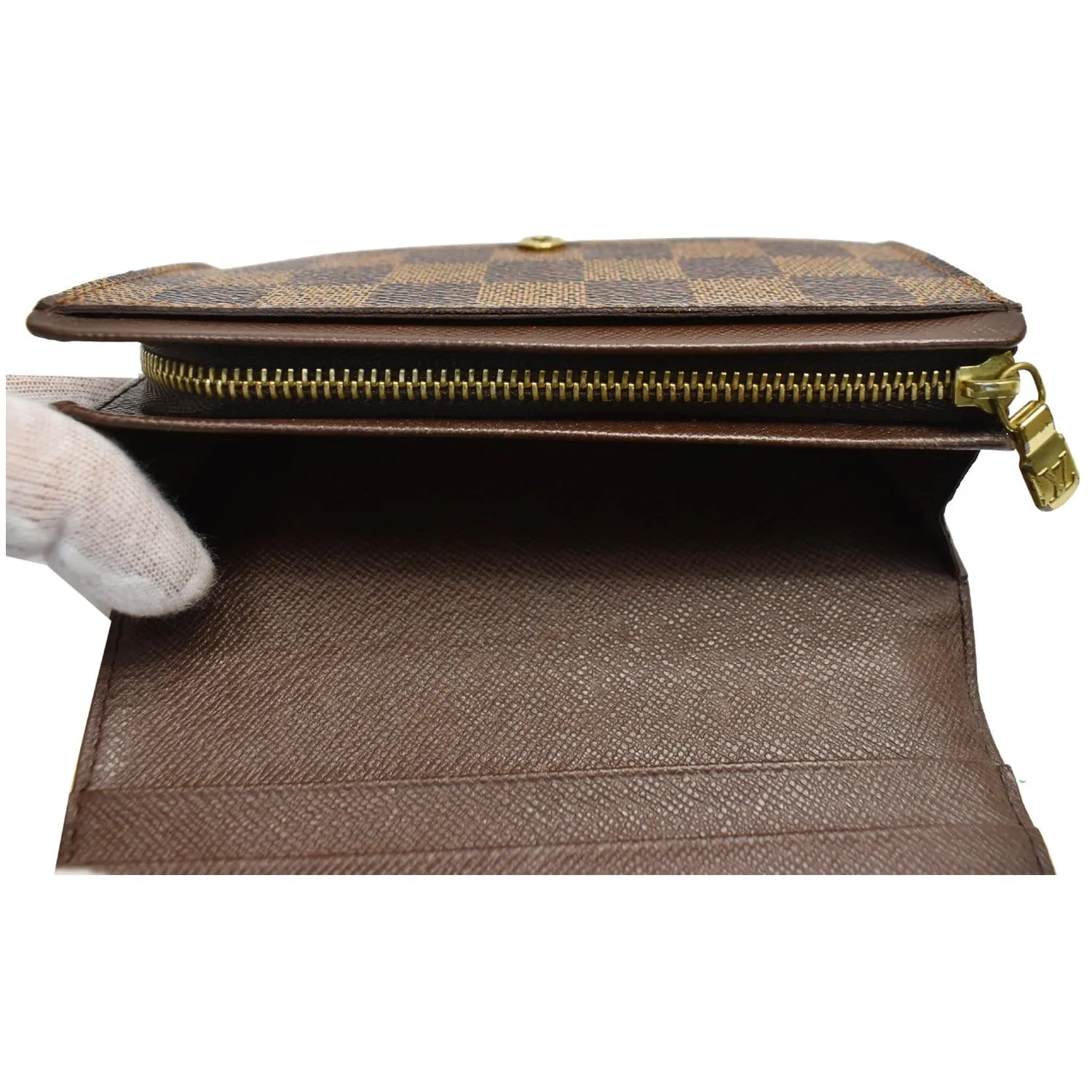 LOUIS VUITTON Porte Monnaie Damier Ebene Billets Tresor Wallet Brown
