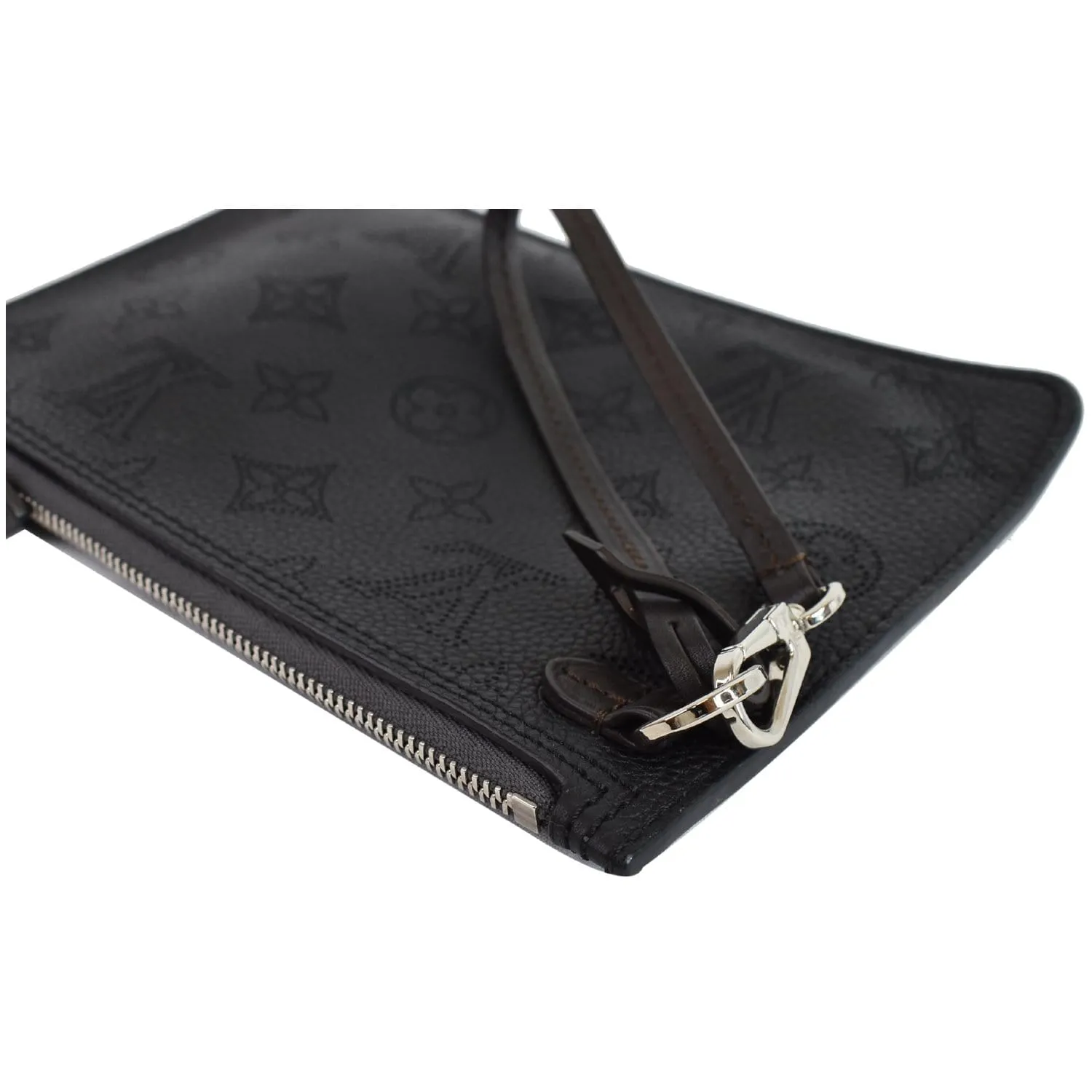 LOUIS VUITTON Wristlet Pochette Monogram Leather Mahina Girolata Black