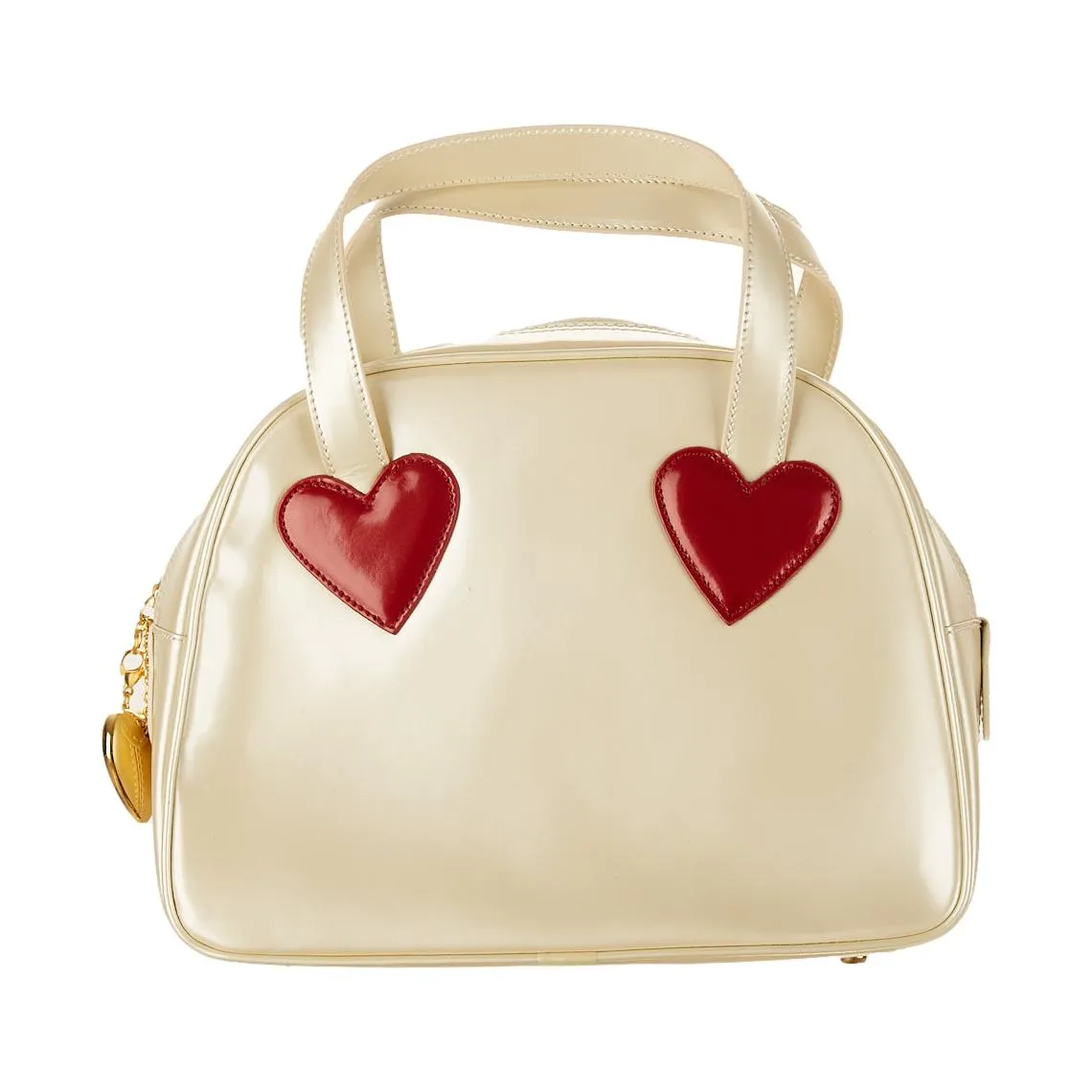 Moschino White Patent Heart Top Handle Bag