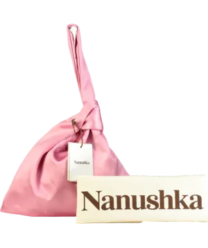 Nanushka Pink Jen Satin Wristlet Clutch Bag