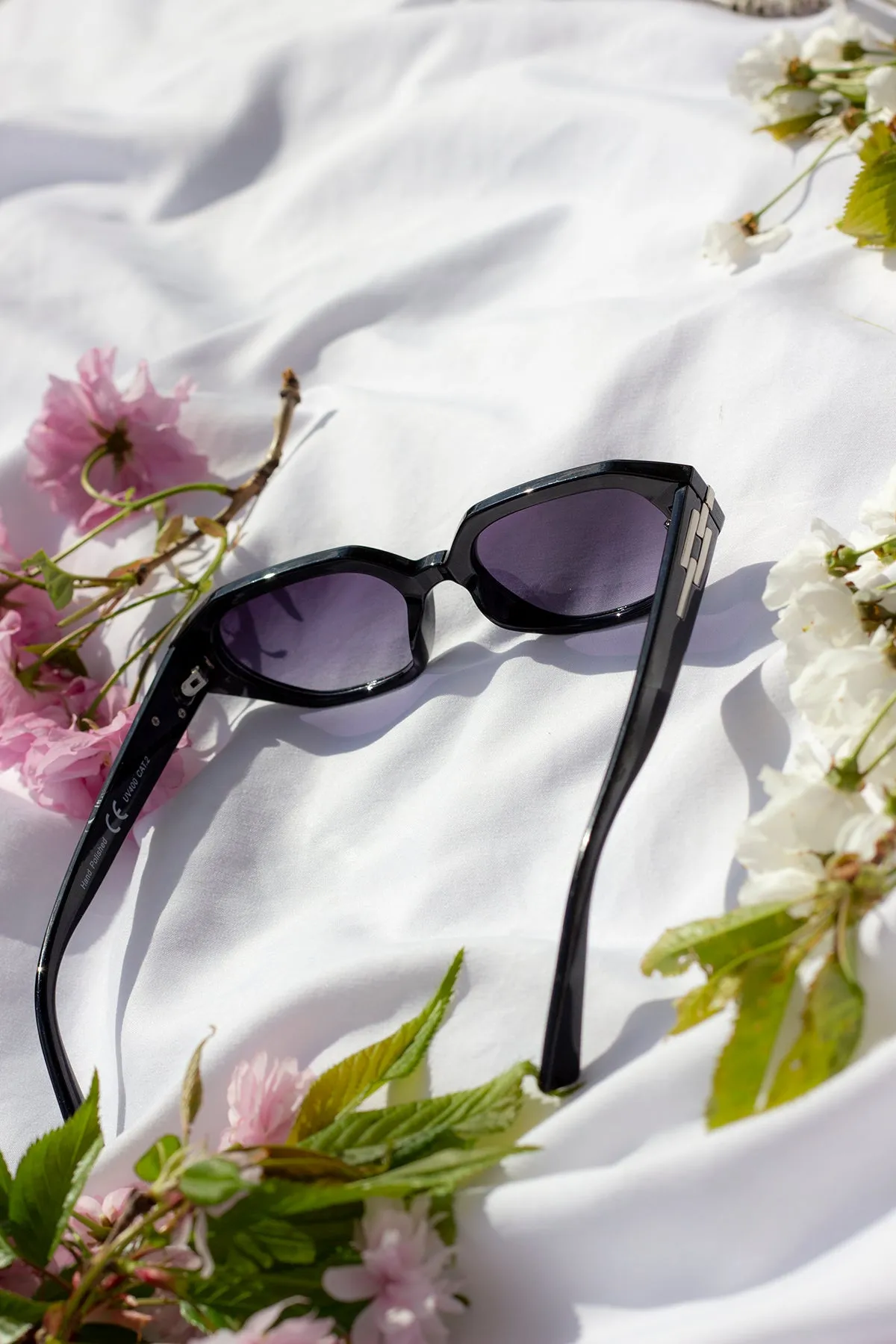 Narrow Hexagon Sunglasses with Metal Detail