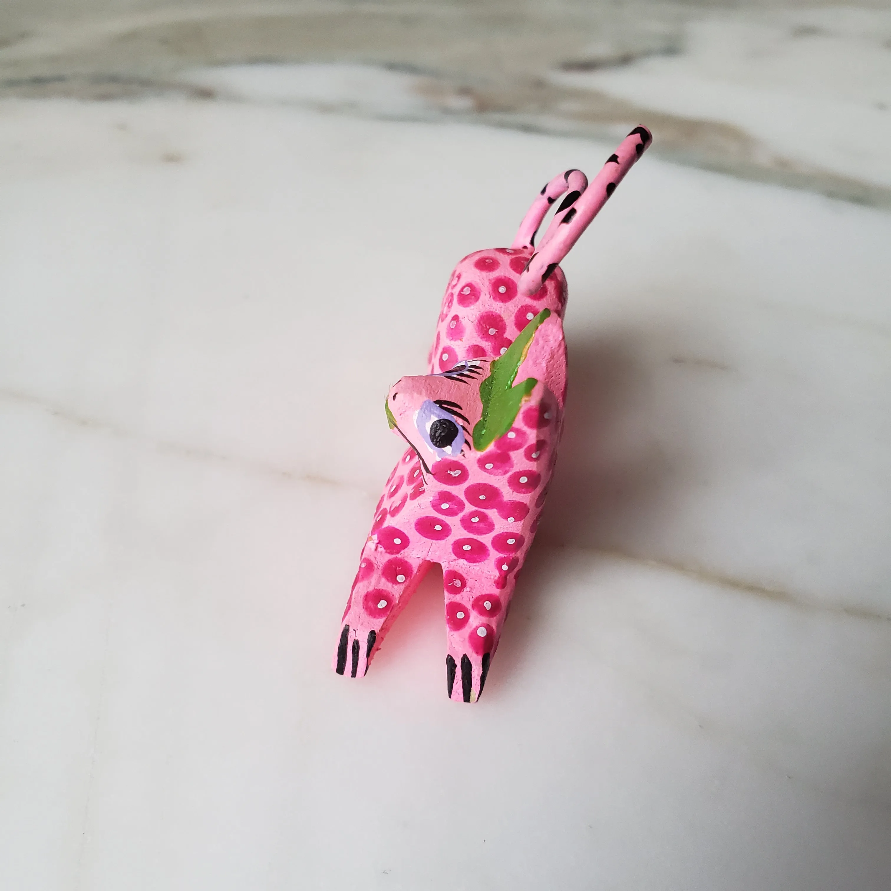 Oaxacan Alebrije Cat Mini Wood Carving Mexican Hand Painted