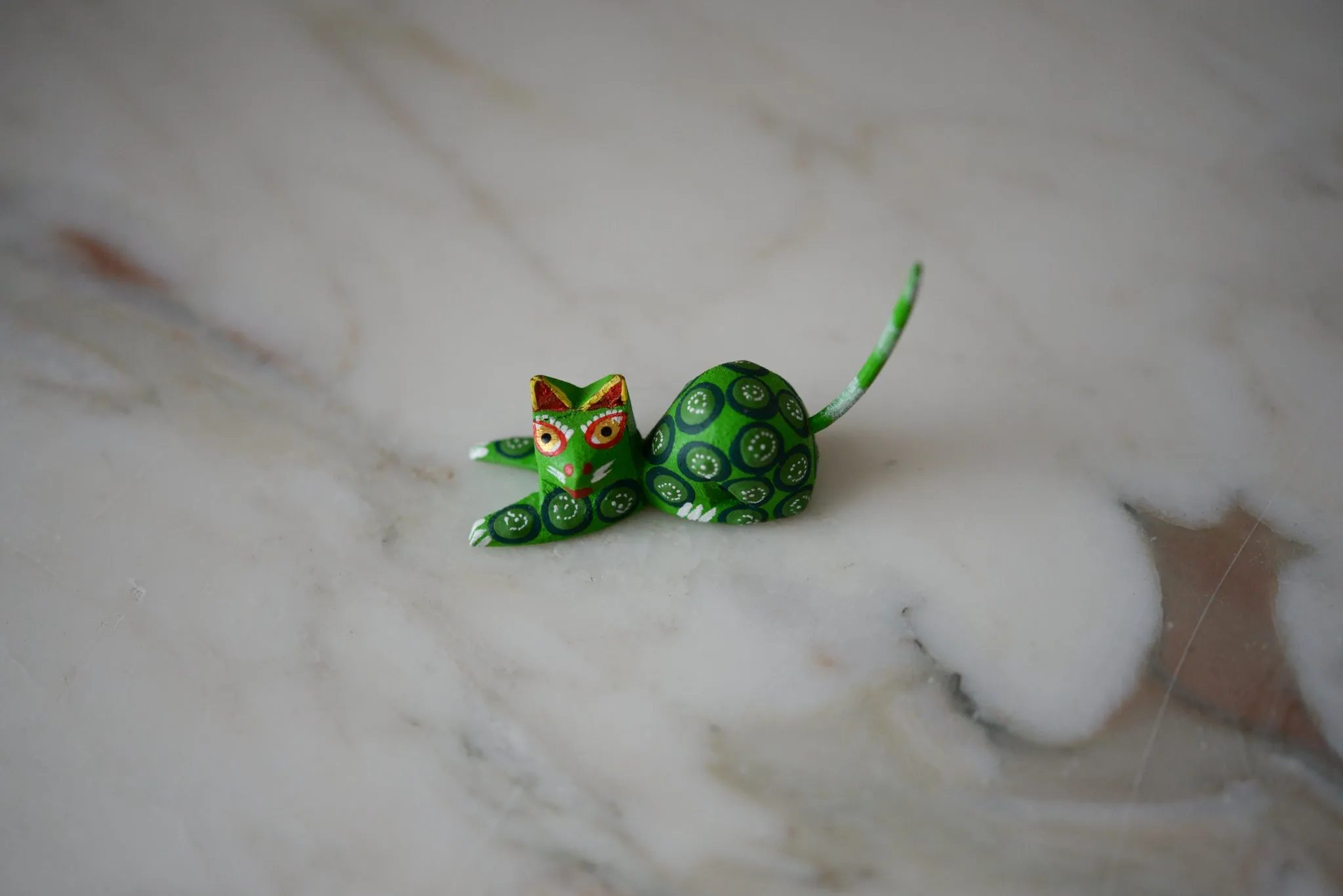 Oaxacan Alebrije Cat Mini Wood Carving Mexican Hand Painted