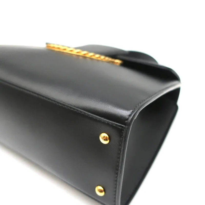 Salvatore Ferragamo Thalia Chain Link Gancini Top Handle Bag Black Leather