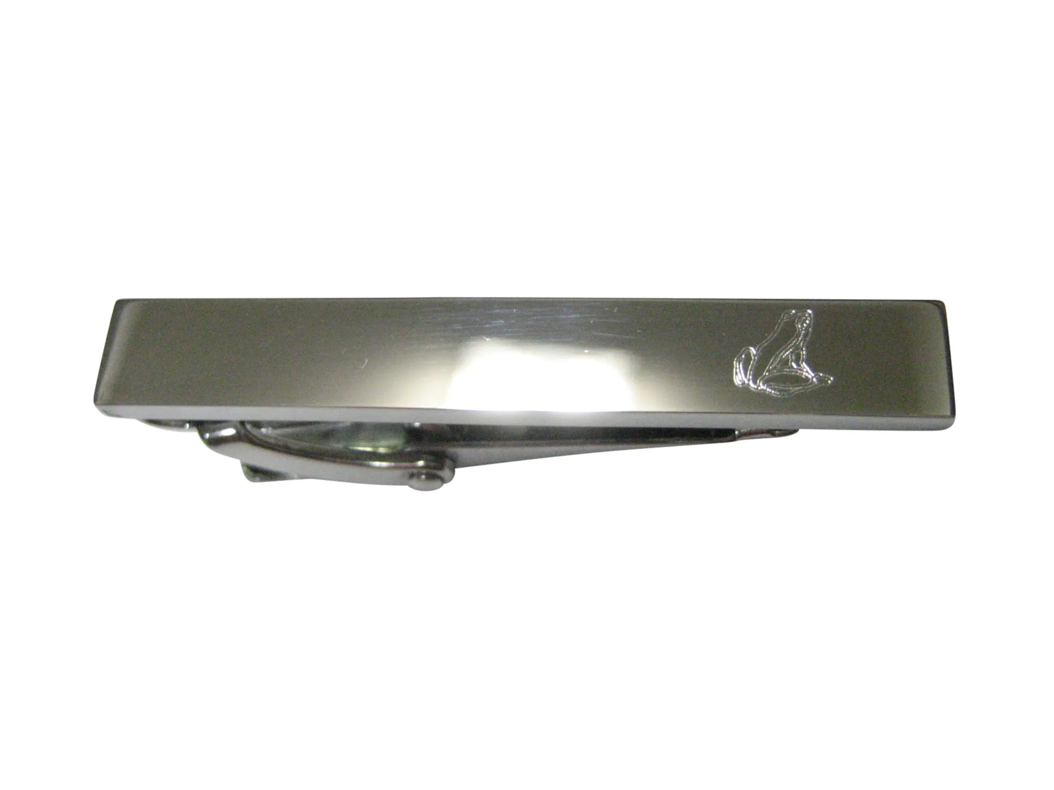 Silver Toned Etched Sleek Frog Skinny Tie Clip