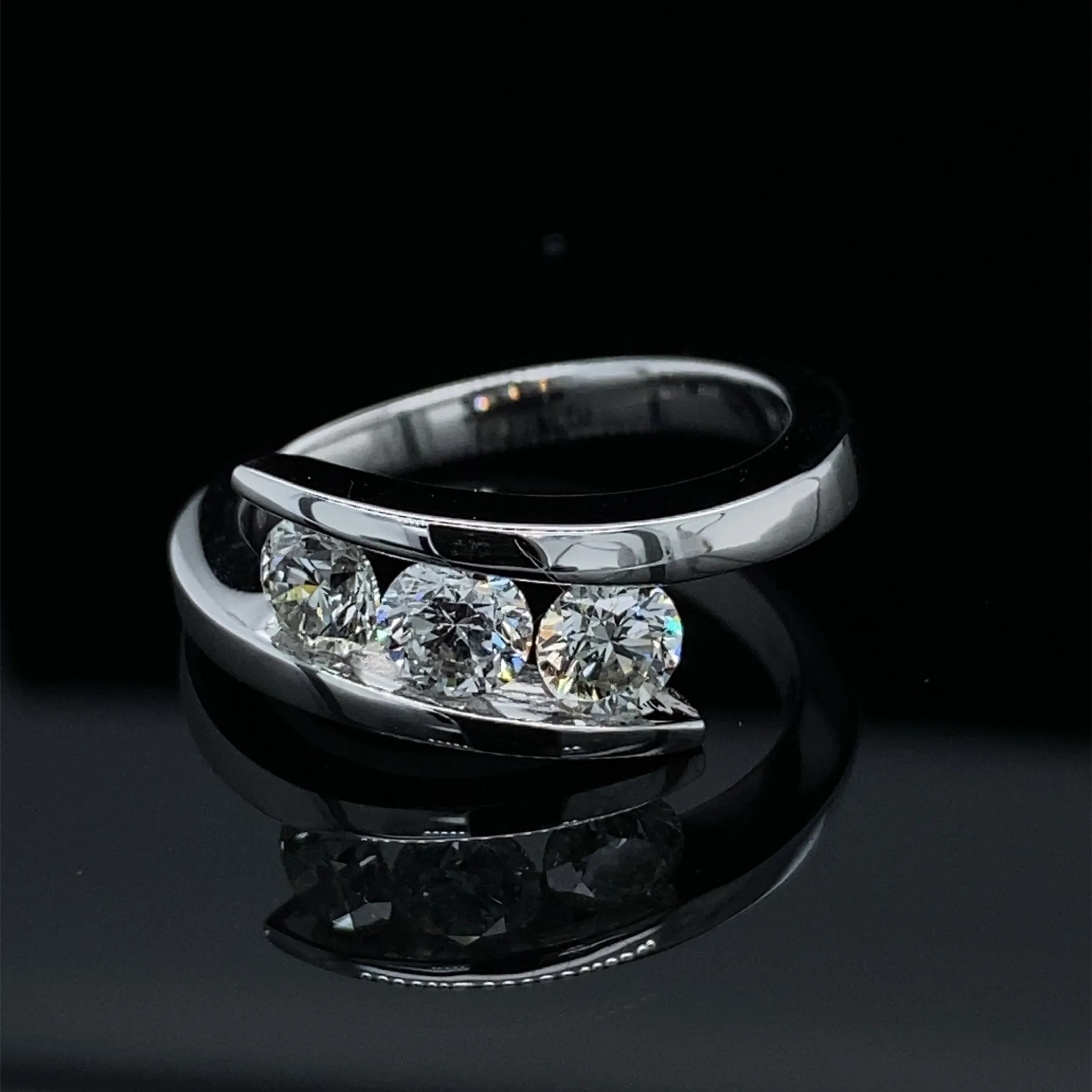 Sleek Three Stone Diamond Bypass Ring 1ct
