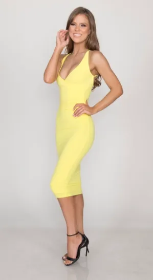 Sleek V-Neck Midi Dress