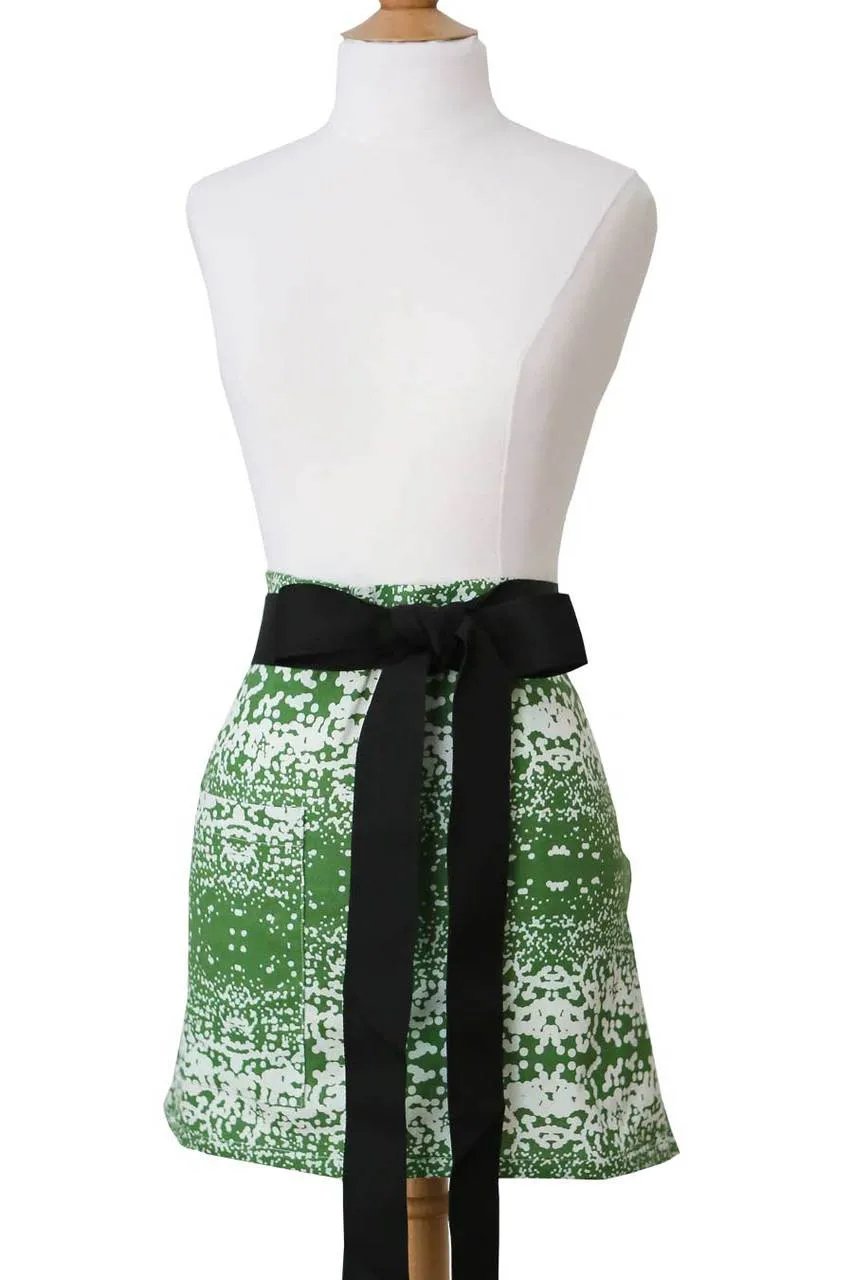 snowfall peridot green printed cloth cocktail aprons