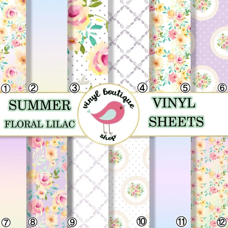 Summer Floral Geometric Printed Patterned Craft Vinyl Sheet 0517