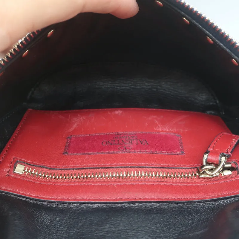 Valentino VLTN Rockstud Spike Belt Bag Navy Quilted Leather