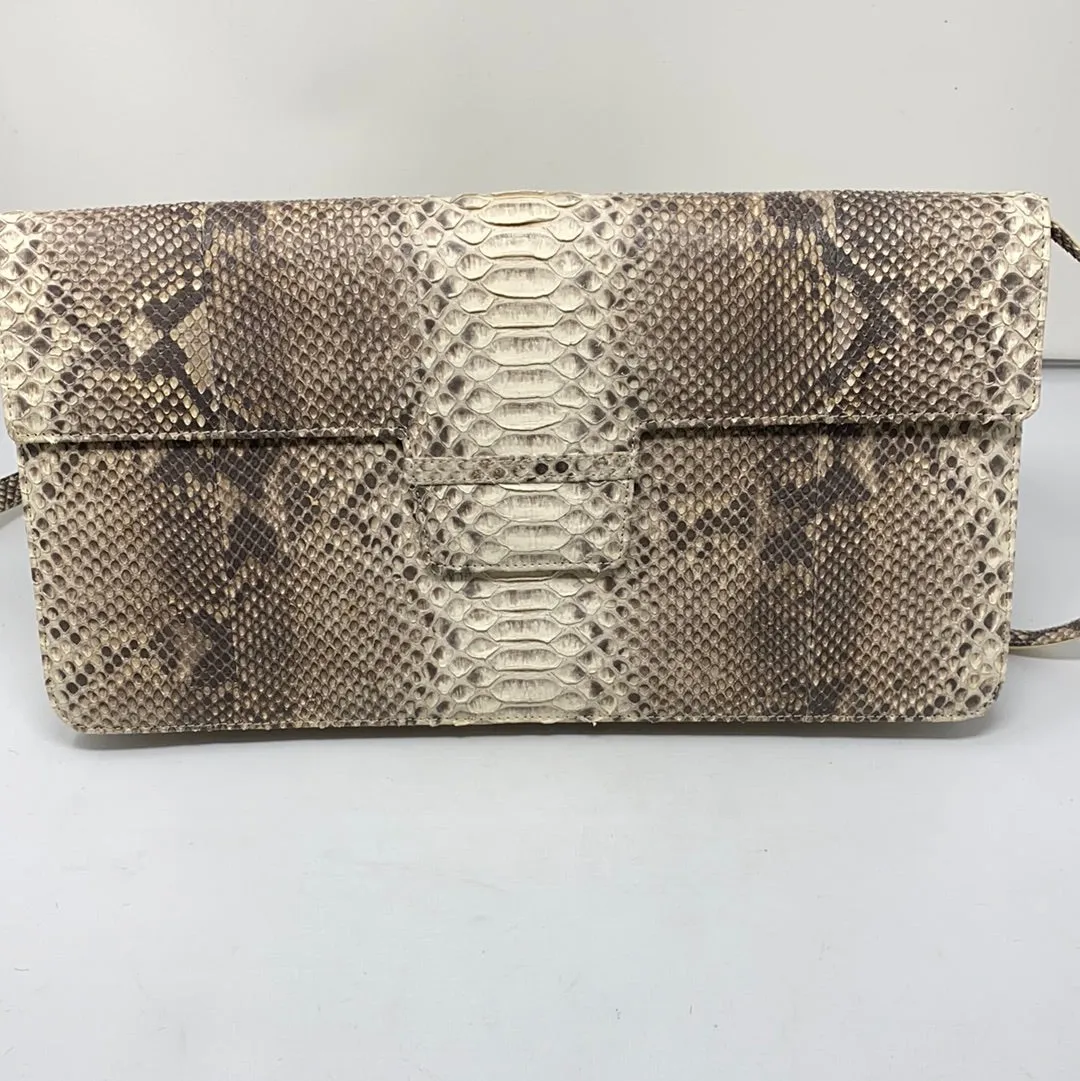 Vintage: Eileen Kramer Python Oversized Clutch with Strap