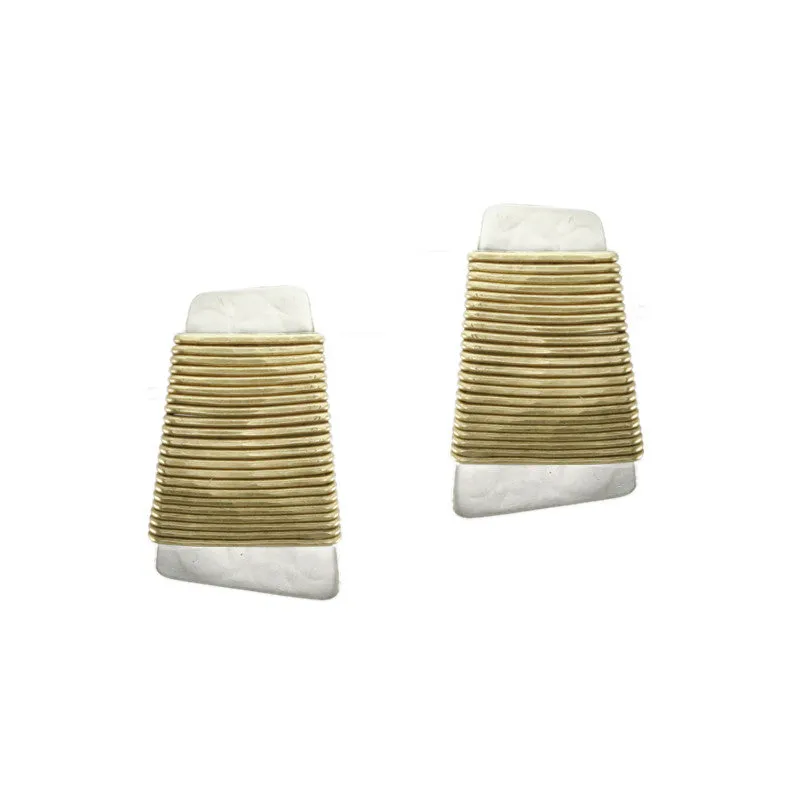 Wire-Wrapped Tapered Rectangle Clip or Post Earring